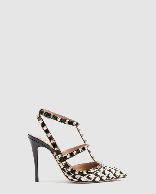 [VALENTINO-발렌티노]ROCKSTUD 하운드투스 원단 하이힐
