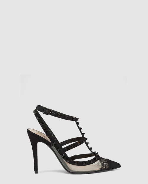 [VALENTINO-발렌티노]록스터드 레이스 T-스트랩 펌프스
