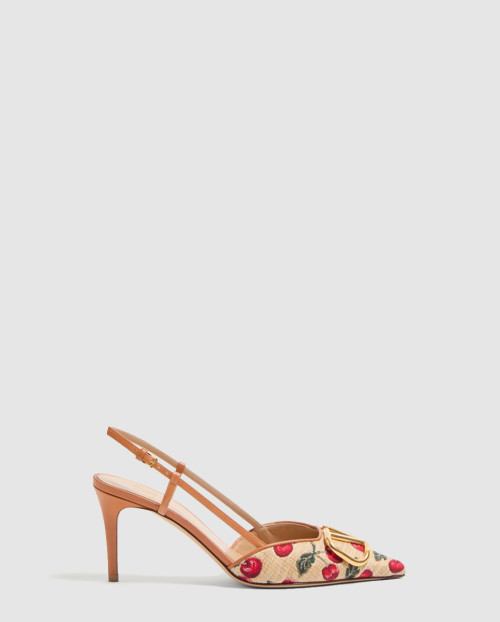 [VALENTINO-발렌티노]체리 패턴 자카드 레이스업 하이힐