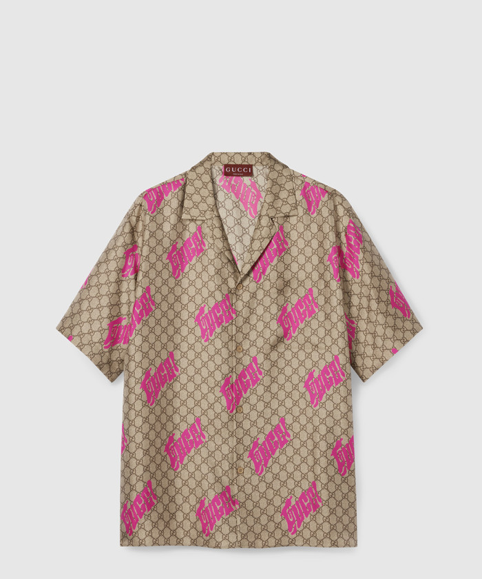 레플리카|이미테이션 gucci-구찌프린트-코튼-포플린-볼링-셔츠-794907-1