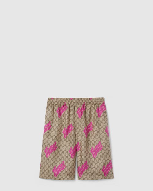 [GUCCI-구찌]프린트 트윌 멀버리 실크 쇼츠 810782