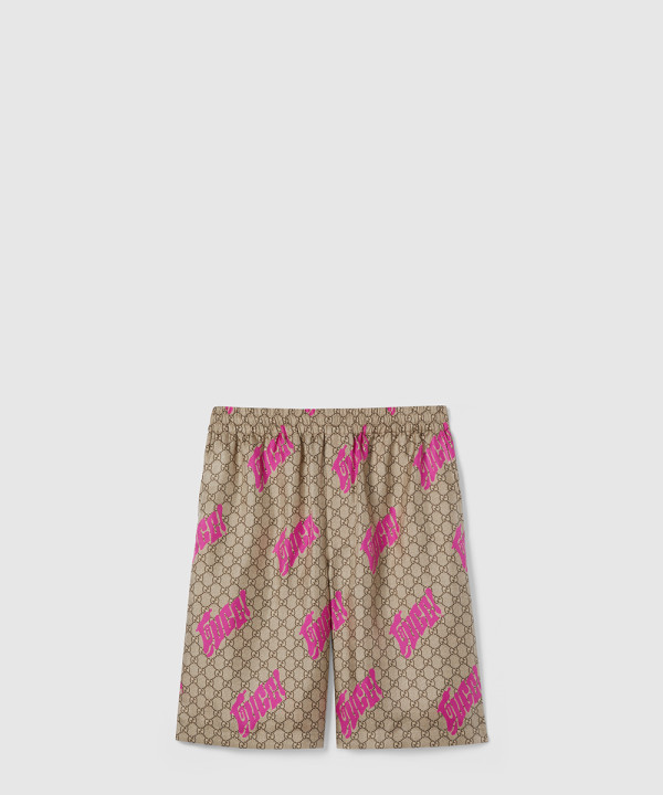 [GUCCI-구찌]프린트 트윌 멀버리 실크 쇼츠 810782