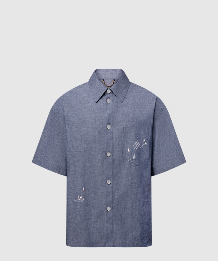 레플리카|이미테이션 louis-vuitton-루이비통엠브로이더드-샴브레이-쇼트-슬리브드-셔츠-1ahvvx