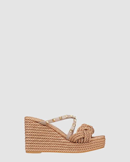 [VALENTINO-발렌티노]가죽 에스파드릴 웨지 샌들