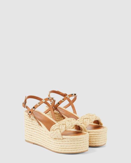 [VALENTINO-발렌티노]가죽 에스파드릴 웨지 샌들