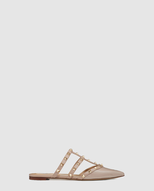 [VALENTINO-발렌티노]락스터드 에나멜 가죽 스터드 뮬