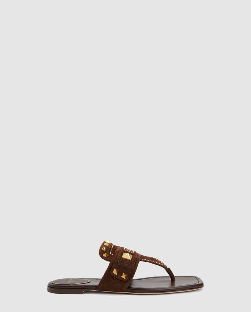 [VALENTINO-발렌티노]플라스터 캐스터 스터드 스웨이드 통 샌들