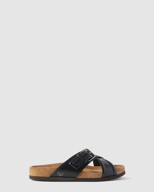 [VALENTINO-발렌티노]버클 로고 장식 가죽 슬라이드