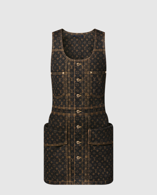 [LOUIS VUITTON-루이비통]모노그램 데님 버튼 프런트 드레스 1AIBB1