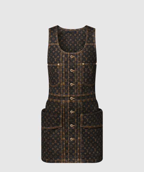 [LOUIS VUITTON-루이비통]모노그램 데님 버튼 프런트 드레스 1AIBB1