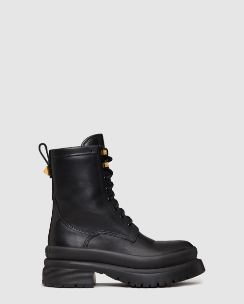 [VALENTINO-발렌티노]로만 스터드 송아지 가죽 밀리터리 앵클 부츠