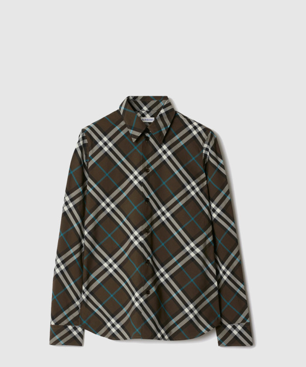 [BURBERRY-버버리]슬림핏 체크 코튼 셔츠 81037181