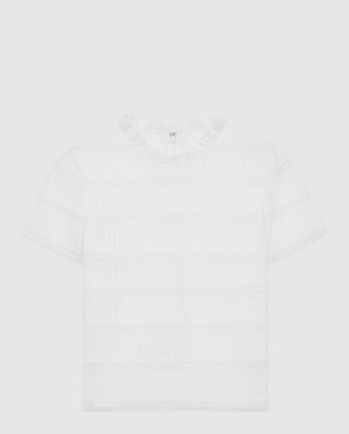 [CELINE-셀린느]자수 트리밍 탑 바티스트 코튼 RB00C6