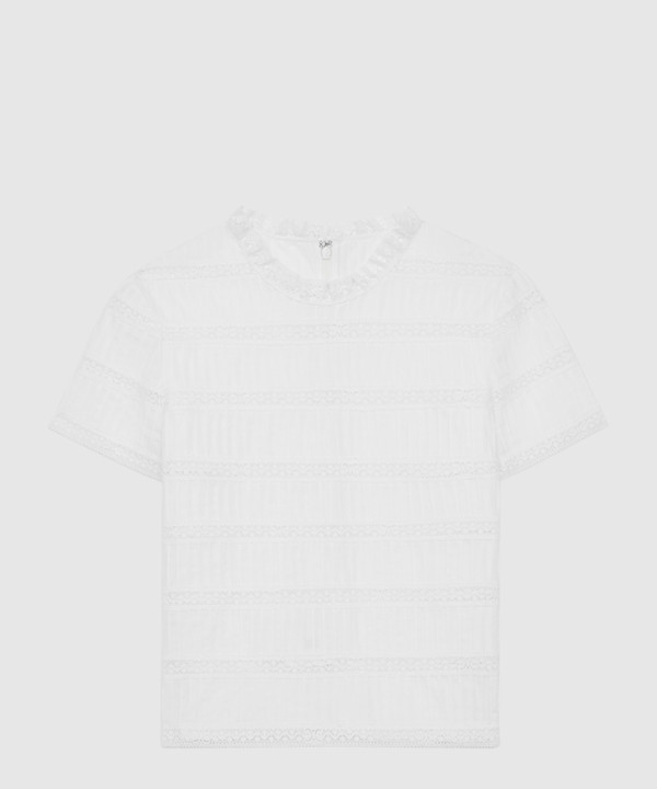 [CELINE-셀린느]자수 트리밍 탑 바티스트 코튼 RB00C6