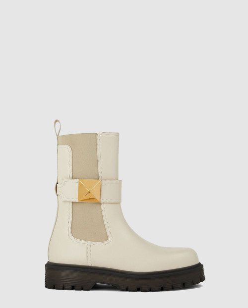 [VALENTINO-발렌티노]한 스터드 가죽 첼시 부츠