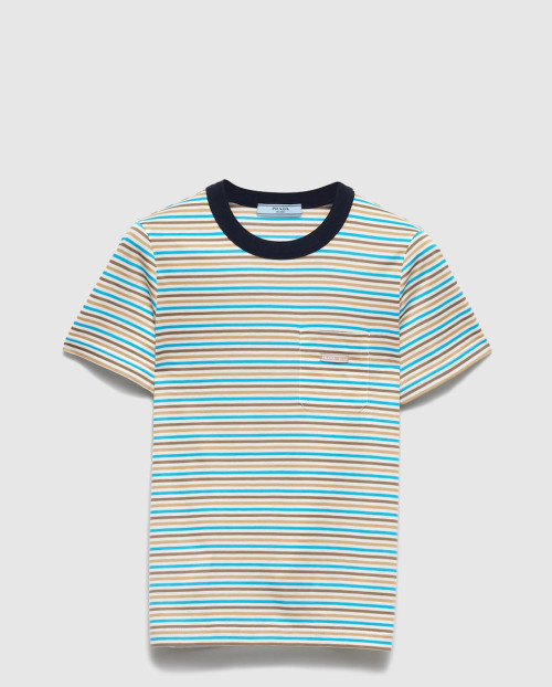 [PRADA-프라다]스트라이프 라일 코튼 티셔츠 39605