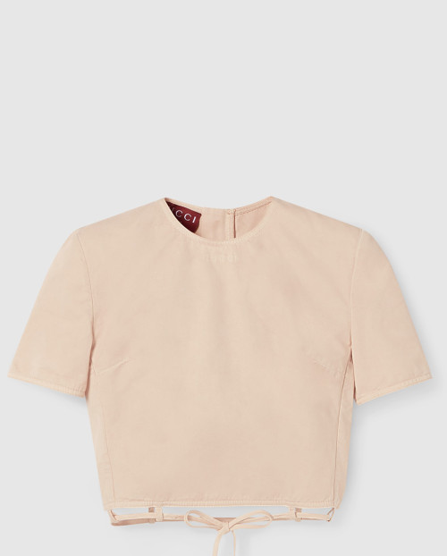 [GUCCI-구찌]넥타이 코튼과 리넨 혼방 밑단 탑 832787