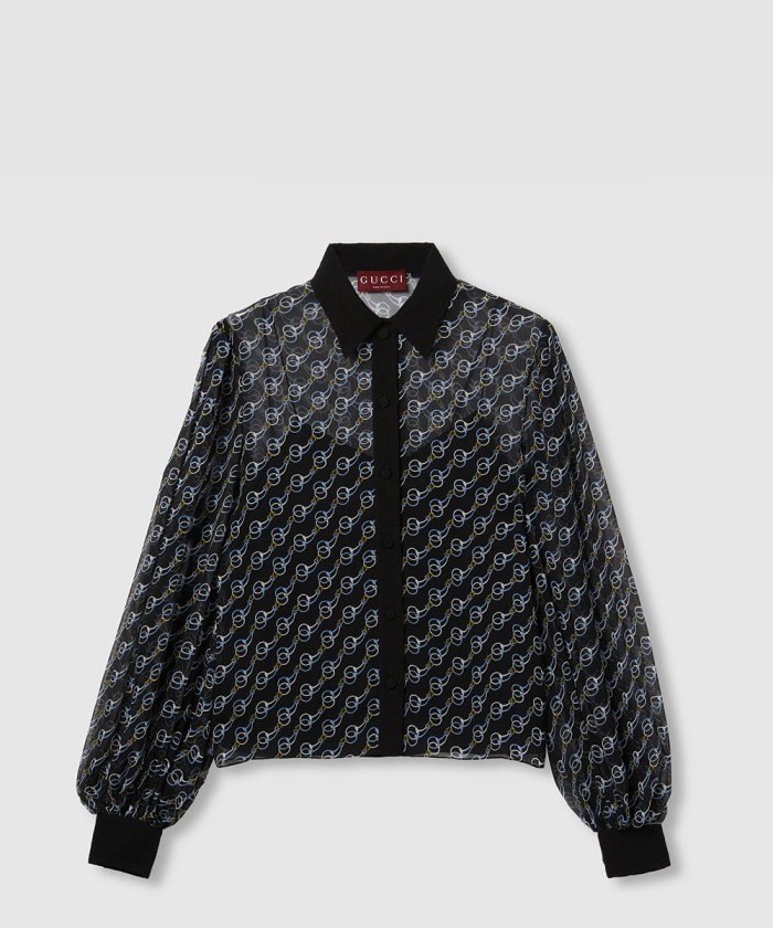 레플리카|이미테이션 gucci-구찌프린트-멀버리-실크-크레이프-셔츠-818460