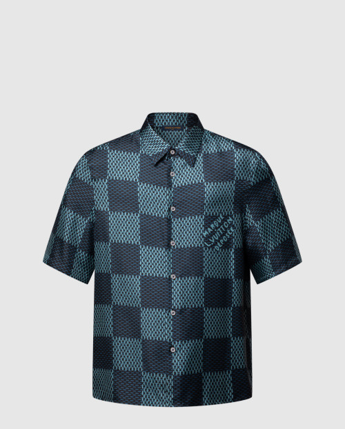 [LOUIS VUITTON-루이비통]다미에 쇼트 슬리브드 실크 셔츠 1AHVXV