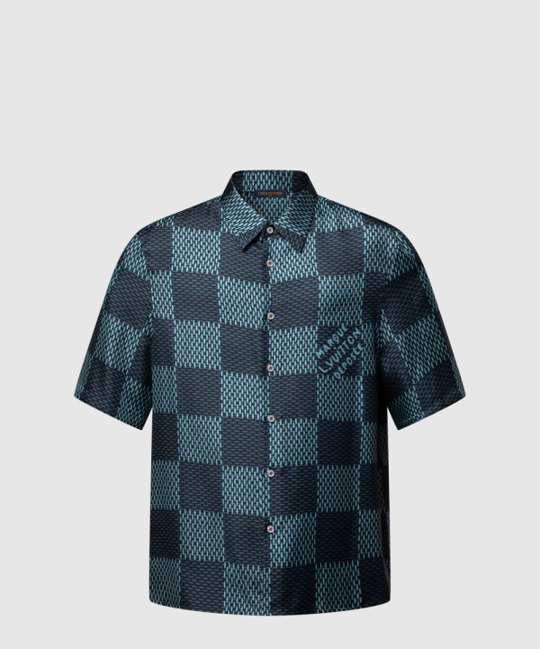 [LOUIS VUITTON-루이비통]다미에 쇼트 슬리브드 실크 셔츠 1AHVXV