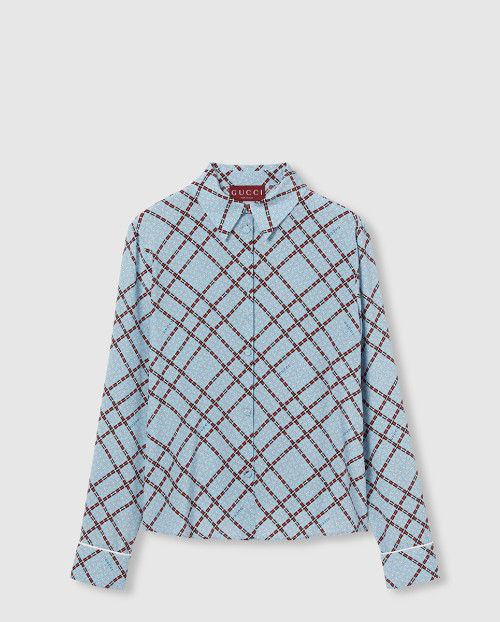 [GUCCI-구찌]프린트 실크 크레이프 드 신 셔츠 808830