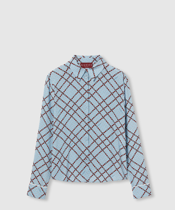 [GUCCI-구찌]프린트 실크 크레이프 드 신 셔츠 808830