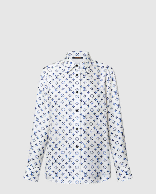 [LOUIS VUITTON-루이비통]아쿠아렐 모노그램 실크 셔츠 1AHGW8