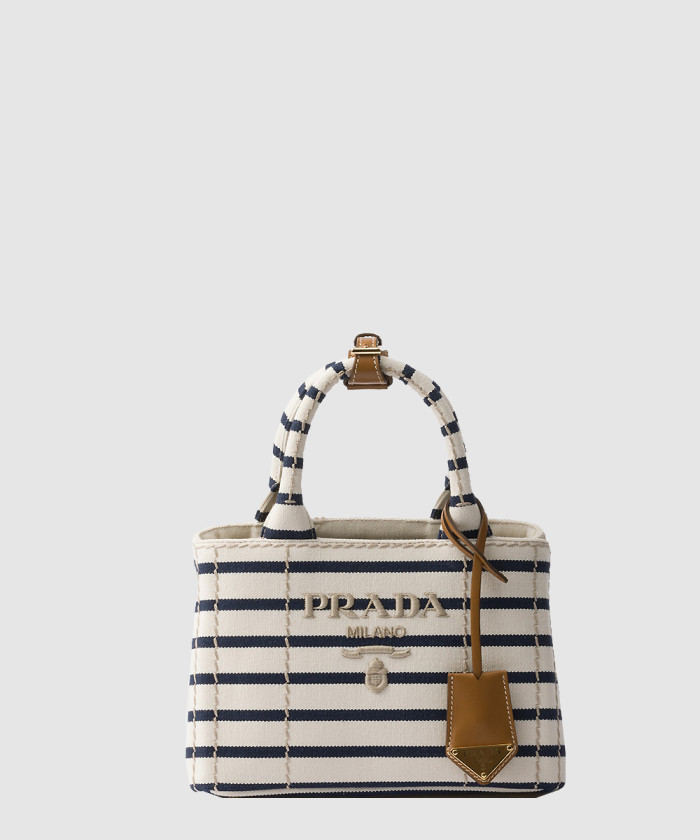 레플리카|이미테이션 prada-프라다스트라이프-코튼-캔버스-미니백-1ba038