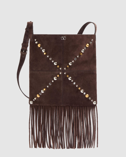 [VALENTINO-발렌티노]가라바니 넬코트 스웨이드 프린지 숄더백