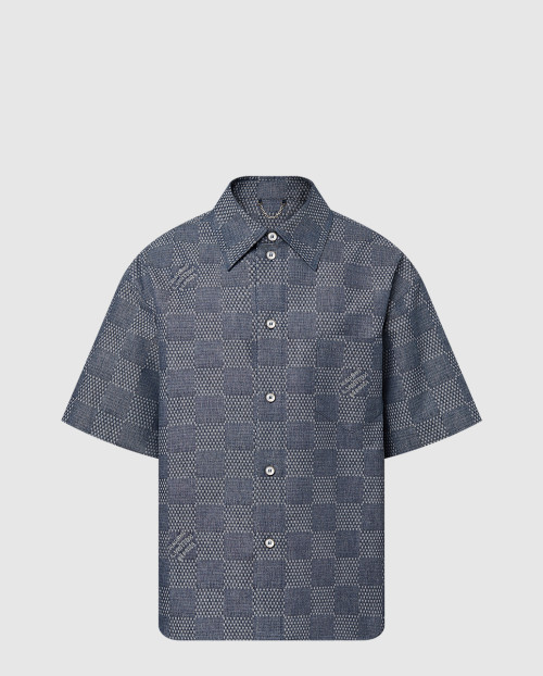 [LOUIS VUITTON-루이비통]다미에 쇼트 슬리브드 샴브레이 셔츠 1AFXLS