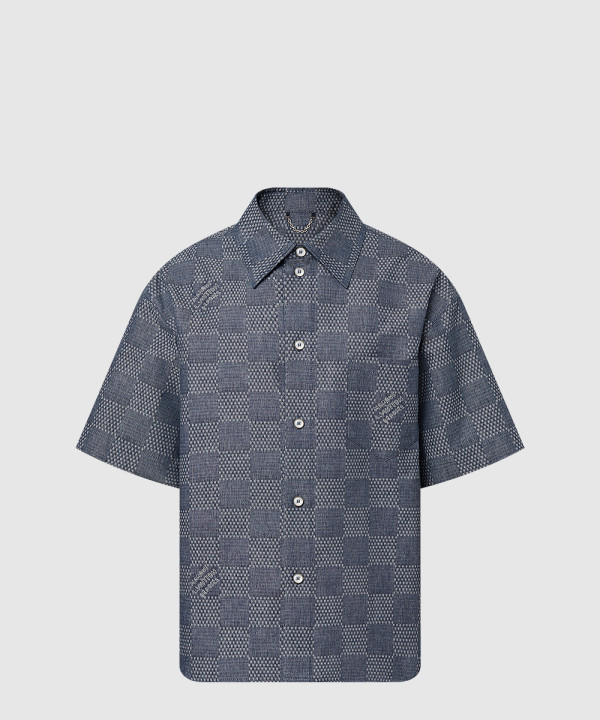 [LOUIS VUITTON-루이비통]다미에 쇼트 슬리브드 샴브레이 셔츠 1AFXLS