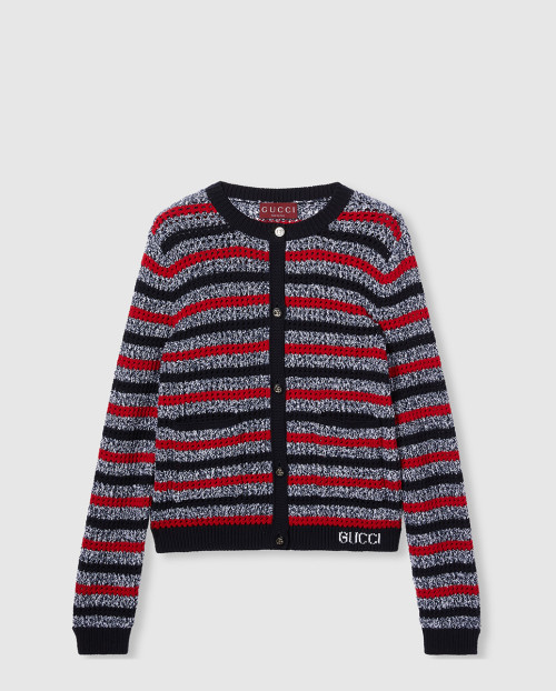 [GUCCI-구찌]인타르시아 스트라이프 코튼 가디건 835983