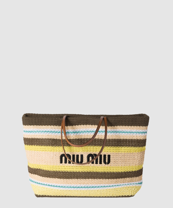 [MIUMIU-미우미우]라피아 앤 코튼 토트백 5BG228