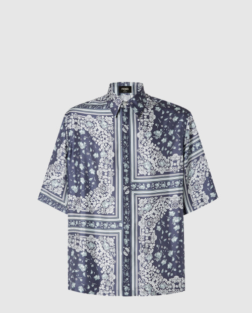 [FENDI-펜디]및 블루 실크 셔츠 FS0795