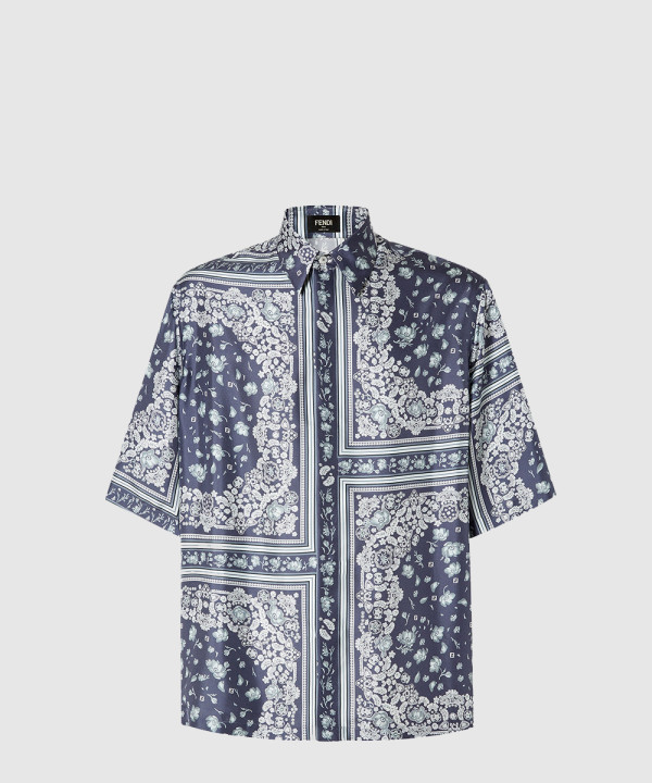 [FENDI-펜디]및 블루 실크 셔츠 FS0795