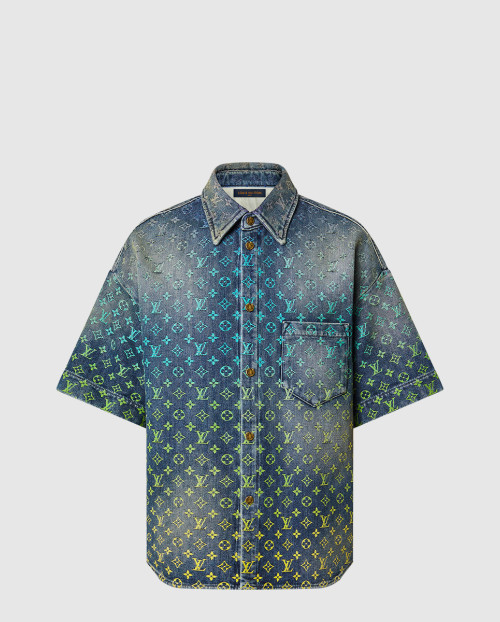 [LOUIS VUITTON-루이비통]레인보우 모노그램 쇼트 슬리브드 데님 셔츠 1AB922