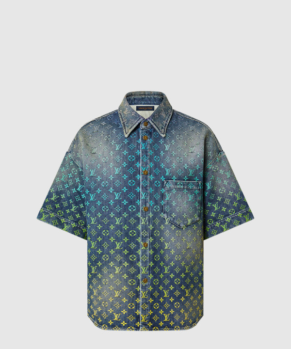 [LOUIS VUITTON-루이비통]레인보우 모노그램 쇼트 슬리브드 데님 셔츠 1AB922