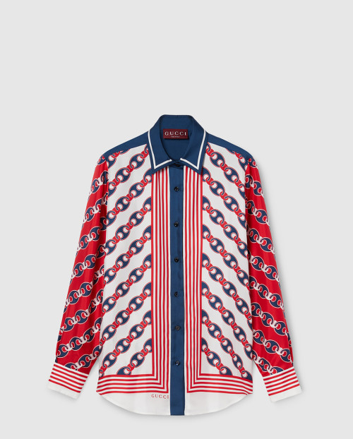 [GUCCI-구찌]트윌 멀버리 실크 프린트 셔츠 837642