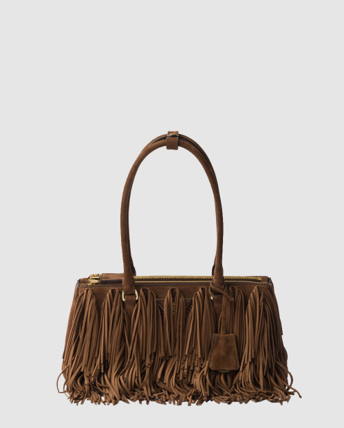 [PRADA-프라다]프린지 장식 프라다 갤러리아 미디엄 스웨이드백 1BA457