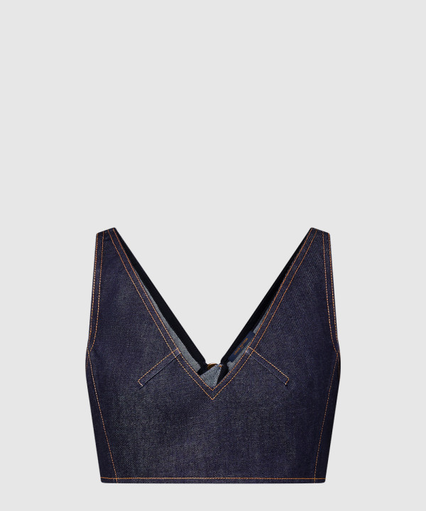 [LOUIS VUITTON-루이비통]데님 V넥 크롭 톱 1AI167