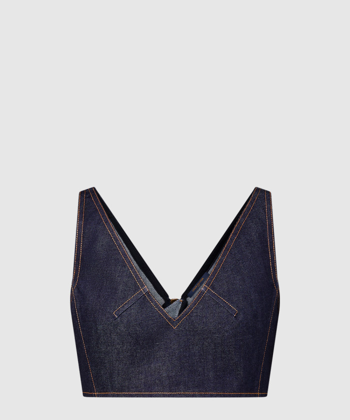 레플리카|이미테이션 louis-vuitton-루이비통데님-v넥-크롭-톱-1ai167