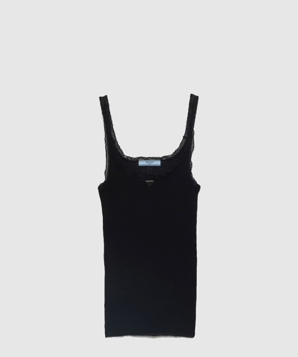 [PRADA-프라다]리브드 코튼 탑 P29B82