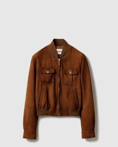 [MIUMIU-미우미우]왁스 처리된 스웨이드 재킷 MPV931