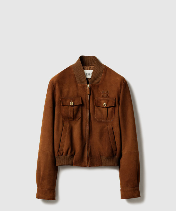 [MIUMIU-미우미우]왁스 처리된 스웨이드 재킷 MPV931