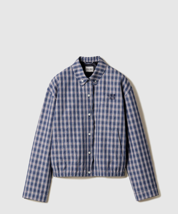[MIUMIU-미우미우]체크 패브릭 블루종 재킷 ML1263