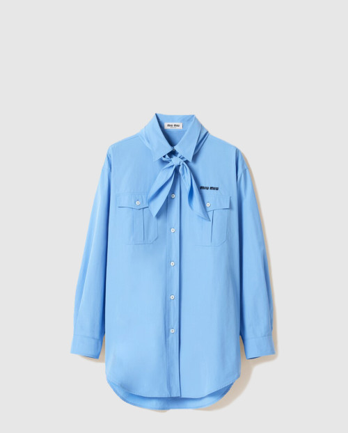 [MIUMIU-미우미우]스카프가 달린 포플린 셔츠 MK1918