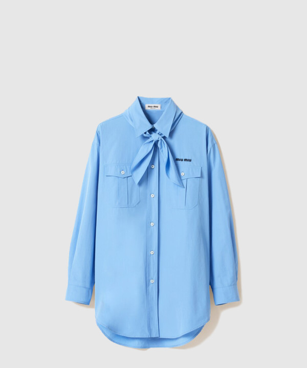 [MIUMIU-미우미우]스카프가 달린 포플린 셔츠 MK1918