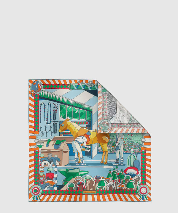 [HERMES-에르메스]Pony Pit Stop 더블 페이스 스카프 90