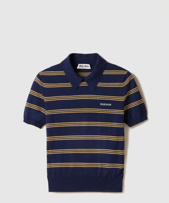 레플리카|이미테이션 miumiu-미우미우스트라이프-캐시미어-및-실크-폴로-스웨터-mmla18