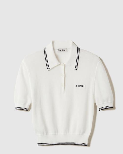 [MIUMIU-미우미우]코튼 저지 폴로 셔츠 MML956